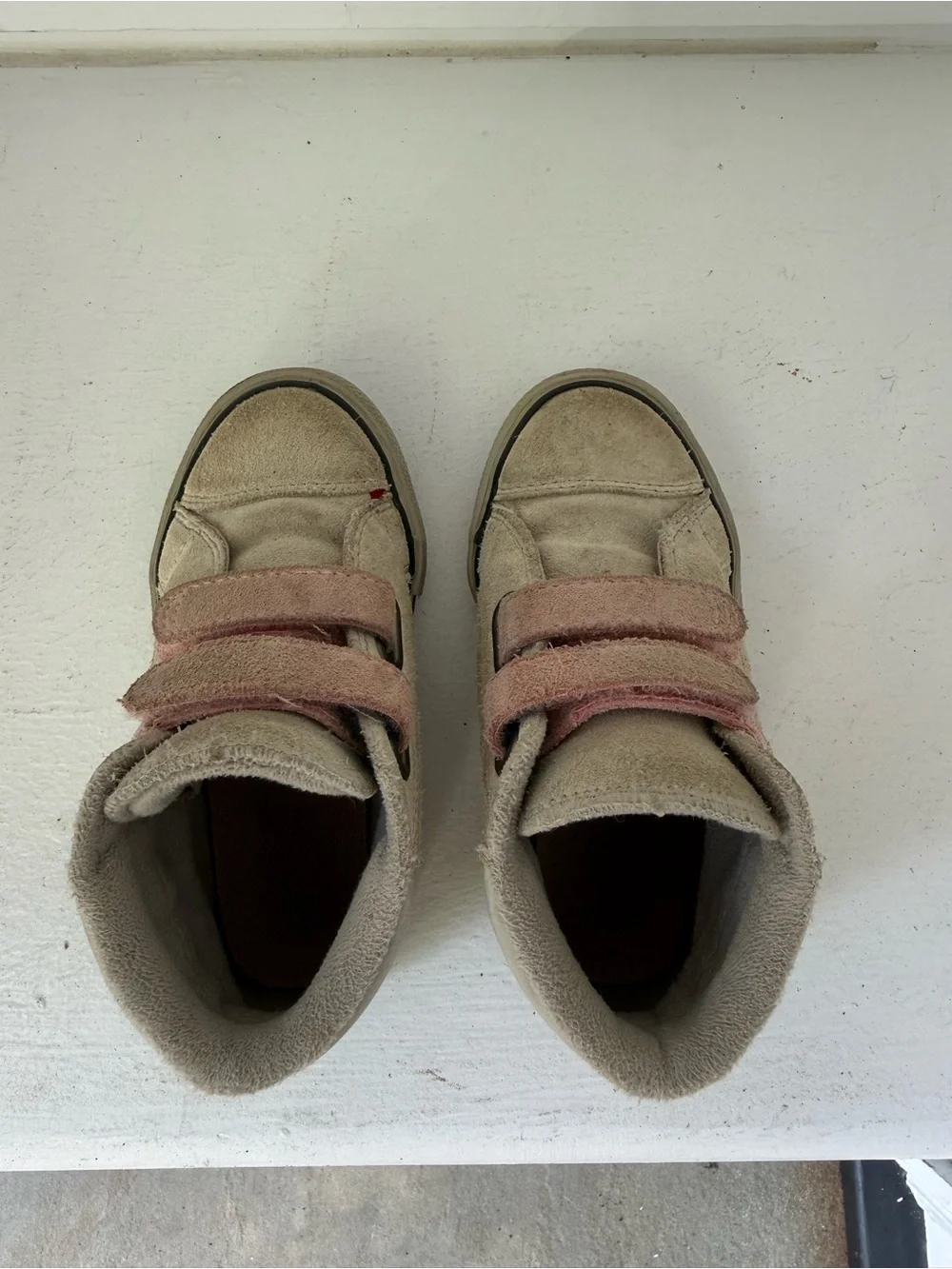 Kids Converse Suede High-Top Sneakers with Pink Straps